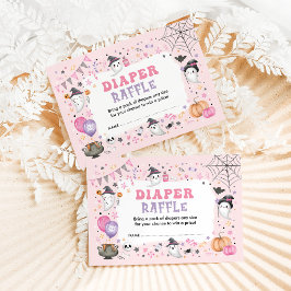 ピンク幽霊ハロウィン不気味ブーオムツラッフル エンクロージャーカード