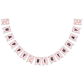 ピンク幽霊ハロウィン不気味ワンハッピーバースデー バンティングフラッグ