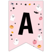 ピンク幽霊ハロウィン不気味ワンハッピーバースデー バンティングフラッグ (第3の旗)