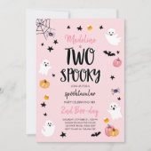 ピンク幽霊ハロウィン不気味2歳の誕生日 招待状 (正面)