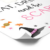 ピンク幽霊ハロウィン食べドリンクは怖いパーティーのサインになる ポスター (角)