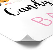 ピンク幽霊ハロウィーンキャンディバーパーティー標識 ポスター (角)