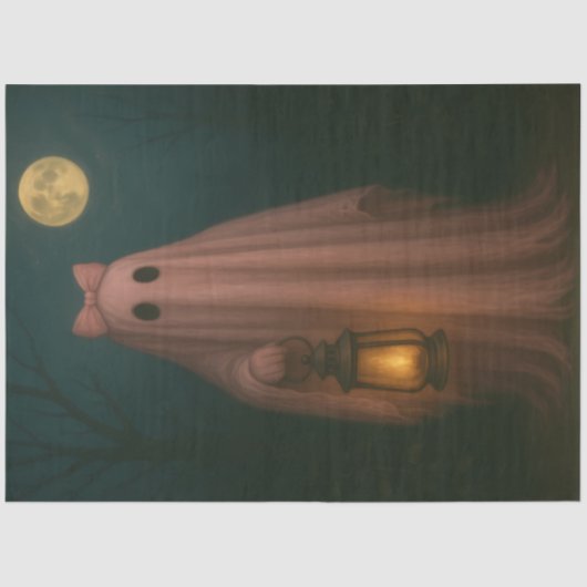 ピンク幽霊ハロウィーンデコペお洒落ゴシック 薄葉紙 (正面)