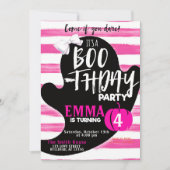 ピンク幽霊ハロウィーンブーツデイパーティー誕生日 招待状 (正面)