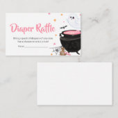 ピンク幽霊ハロウィーンベビーがブルーイングおむつラッフル エンクロージャーカード (正面/裏面)