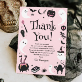 ピンク幽霊ハロウィーンベビーシャワー サンキューカード