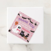 ピンク幽霊ハロウィーン誕生日パーティーありがとう フェイバータグ (インサイチュ)