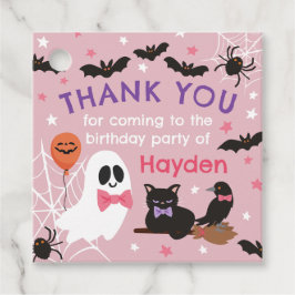 ピンク幽霊ハロウィーン誕生日パーティーありがとう フェイバータグ