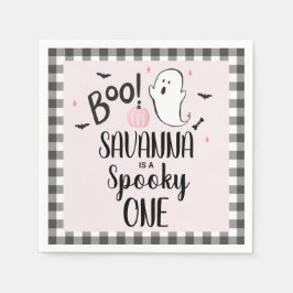 ピンク幽霊ハロウィーン誕生日パーティー紙 スタンダードカクテルナプキン