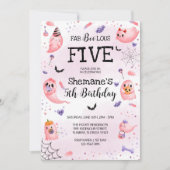 ピンク幽霊ハロウィーン誕生日招待状 招待状 (正面)