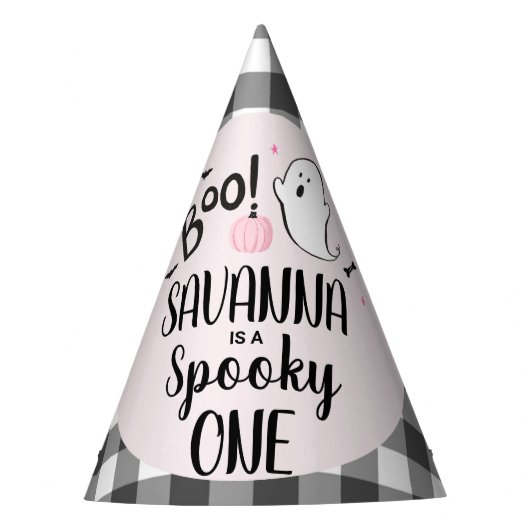 ピンク幽霊ハロウィーン誕生日 パーティーハット (正面)