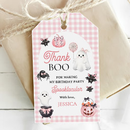 ピンク幽霊ハロウィーン1st誕生日パーティー ギフトタグ