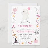 ピンク幽霊ハロウィーン2回目の誕生日 招待状 (正面)