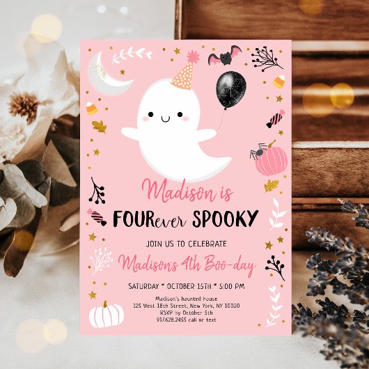 ピンク幽霊フォーエバー不気味誕生日 招待状