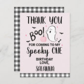 ピンク幽霊ブハロウィーン誕生日サンキューカード 招待状 (正面/裏面)