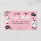 ピンク幽霊ベビーシャワーおむつラッフルカード エンクロージャーカード (正面)