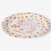 ピンク幽霊リトルブターニング2歳の誕生日 ペーパープレート (アングル)