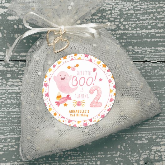 ピンク幽霊リトルブターニング2歳の誕生日 ラウンドシール
