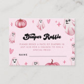 ピンク幽霊リトルブベビーシャワーおむつラッフル エンクロージャーカード (正面)