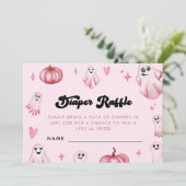 ピンク幽霊リトルブベビーシャワーおむつラッフル 招待状 (スタンド正面)