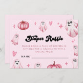 ピンク幽霊リトルブベビーシャワーおむつラッフル 招待状 (正面/裏面)