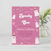 ピンク幽霊不気味グルーヴィーワンガール1st誕生日 招待状 (スタンド正面)