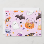 ピンク幽霊不気味ハロウィーン1歳パーティー 招待状 (裏面)