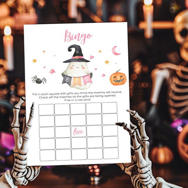 ピンク幽霊小さなブーブベビーシャワービンゴゲーム (Little Boo Baby Shower Bingo Game)