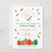 ピンク幽霊衣装パーティー誕生日 招待状 (正面)