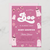 ピンク幽霊&グルーヴィリトルブガールベビーシャワー 招待状 (正面/裏面)