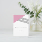 ピンク幾何ストライプ型結婚座席表 プレイスカード (スタンド正面)