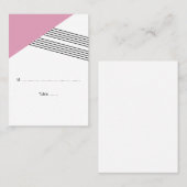 ピンク幾何ストライプ型結婚座席表 プレイスカード (正面/裏面)