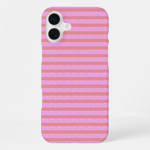 ピンク幾何学ストライプジオストライプ iPhone 16 PLUSケース