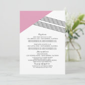ピンク幾何学ストライプ情報カード 招待状 (スタンド正面)