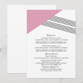 ピンク幾何学ストライプ情報カード 招待状 (正面/裏面)