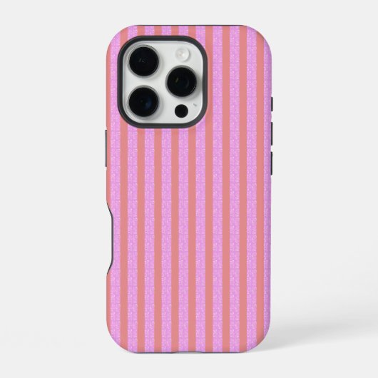 ピンク幾何学ストライプ iPhoneケース (裏面)