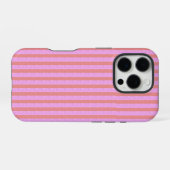 ピンク幾何学ストライプ iPhoneケース (裏面横)