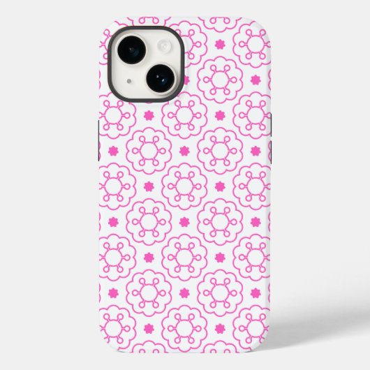 「ピンク幾何学フラワー」モダンパターンスマホケース Case-Mate iPhoneケース (裏面)