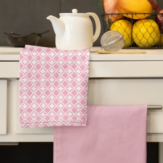 ピンク幾何学的 キッチンタオル