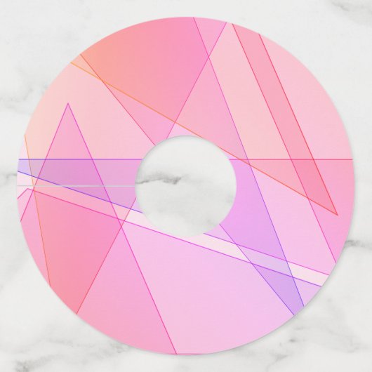 ピンク幾何学的 ワイングラスタグ (正面)