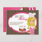 ピンク広告カップケーキにブロンド・ベーカーのカード ポストカード (正面/裏面)