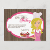 ピンク広告カップケーキにブロンド・ベーカーのカード ポストカード (正面)
