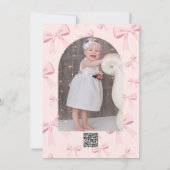 ピンク弓かわいいコケットコテージシック1st誕生日 招待状 (裏面)