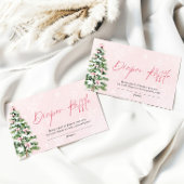 ピンク弓クリスマスツリーおむつラッフルベビーシャワー エンクロージャーカード