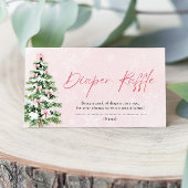 ピンク弓クリスマスツリーおむつラッフルベビーシャワー エンクロージャーカード