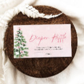 ピンク弓クリスマスツリーおむつラッフルベビーシャワー エンクロージャーカード