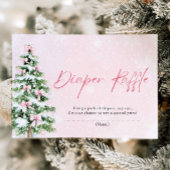 ピンク弓クリスマスツリーおむつラッフルベビーシャワー 招待状