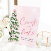 ピンク弓クリスマスツリーカードとブックサイン 台座サイン