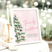 ピンク弓クリスマスツリー家族の伝統ゲーム ポスター