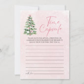 ピンク弓クリスマスベビーシャワータイムカプセルゲーム 招待状 (正面)